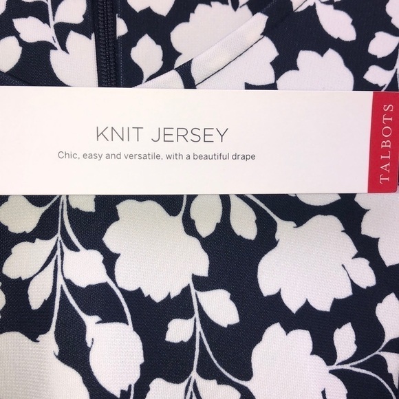 Talbots Dress Women’s 1XP Navy/Cream Floral Print Midi Length - Picture 7 of 8